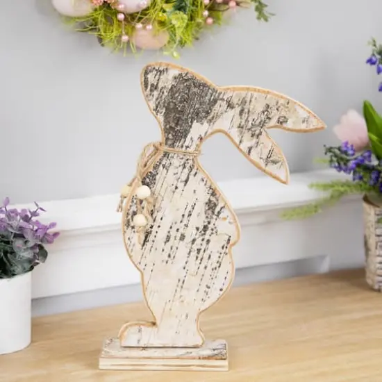 12" Rustic Wooden Rabbit Silhouette Easter Accent {4}