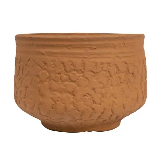Hello Honey&reg; 6" Terracotta Boho Stoneware Planter with Embossed Pattern {3}