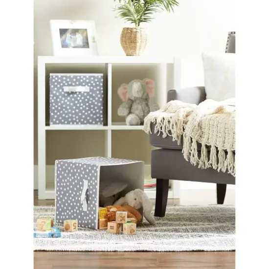 DII&reg; 11" Gray & White Dots Storage Cube, 2ct. {9}
