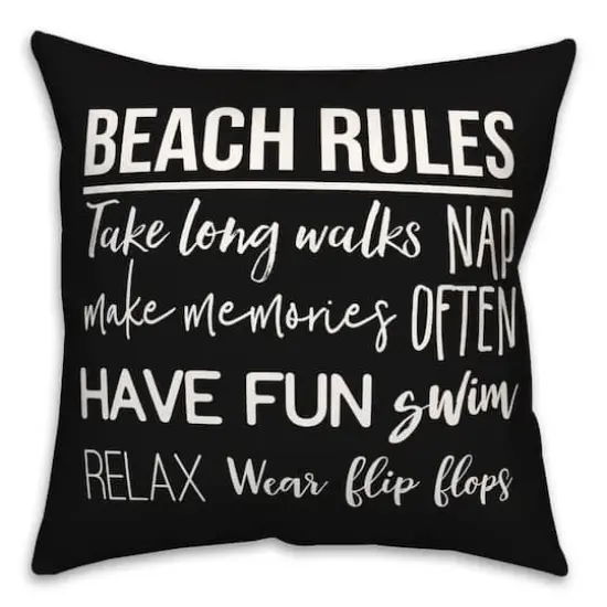 Beach Rules Throw Pillow Black {1}