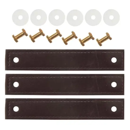 Dritz&reg; Home 5.5'' Faux Leather Handle Set Brown {4}