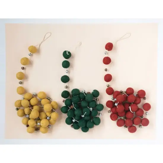 Hello Honey&reg; 6ft. Green Wool Felt Balls & Bells Garland {3}