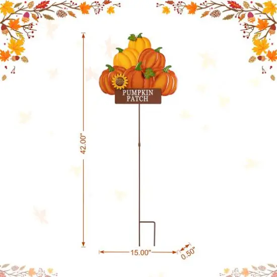Glitzhome&reg; 42" Fall Metal Pumpkins Stack Yard Stake {8}