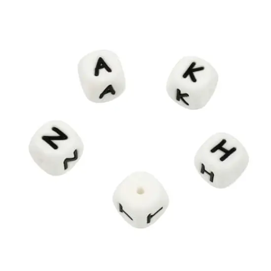 11.5mm Alphabet Cube Silicone Beads by Bead Landing&trade; White {1}