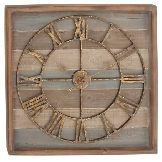 Brown Contemporary Wood Wall Clock, 30" x 30" {1}