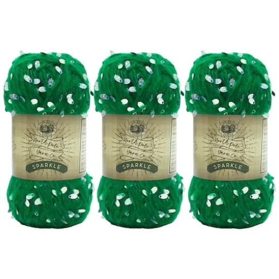 3 Pack Lion Brand&reg; North Pole Yarn Co. Sparkle Yarn Green {1}