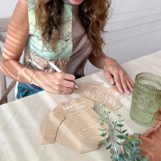 Kate Aspen&reg; Kraft Onesie Shape Baby Shower Prediction Advice Card Keepsake Book Set {4}