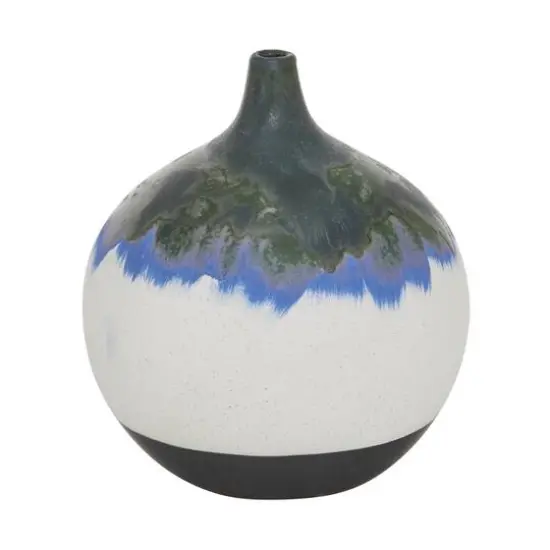 White Ceramic Contemporary Vase, 10" x 9" x 9" {1}