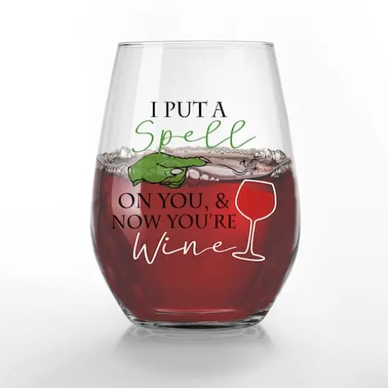 Spell on You and Now You're Wine 15oz. Printed Stemless Wine Glass {3}