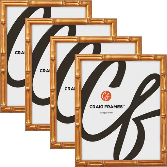 4 Pack Craig Frames Vintage Bamboo Brushed Gold Picture Frame {1}