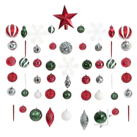 100ct. Holiday Deluxe Shatterproof Christmas Tree Ornament Box Set {3}