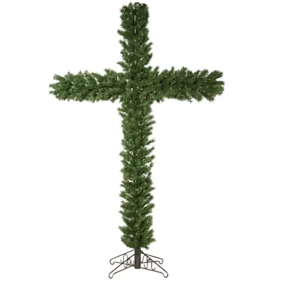 7.5ft. Pre-Lit Artificial Christmas Cross, Warm White Dura-Lit&reg; LED Lights {1}