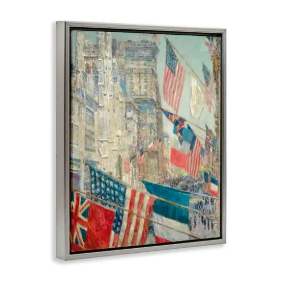 Stupell Industries Classic Americana Flags Floater Framed Art Gray {4}