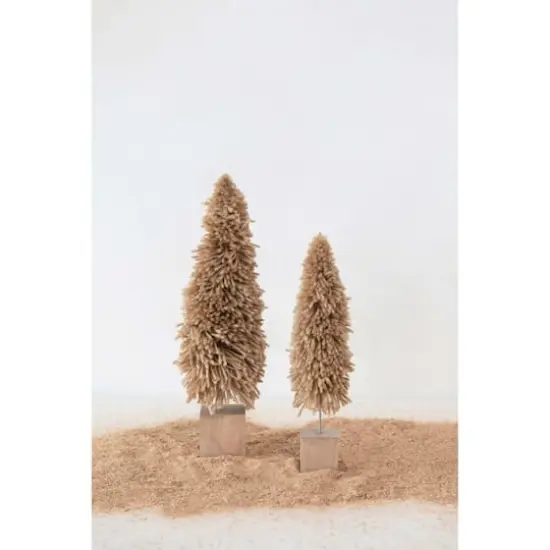 Hello Honey® 11.75" Fabric Yarn Tree with Wood Block Base Tan {3}