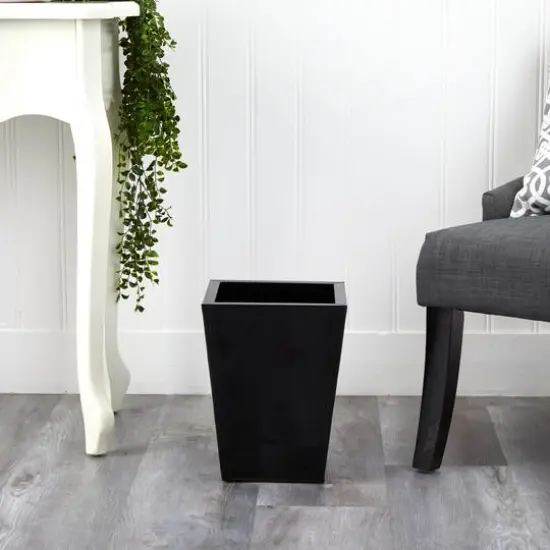 13" Black Classic Square Metal Planter {4}