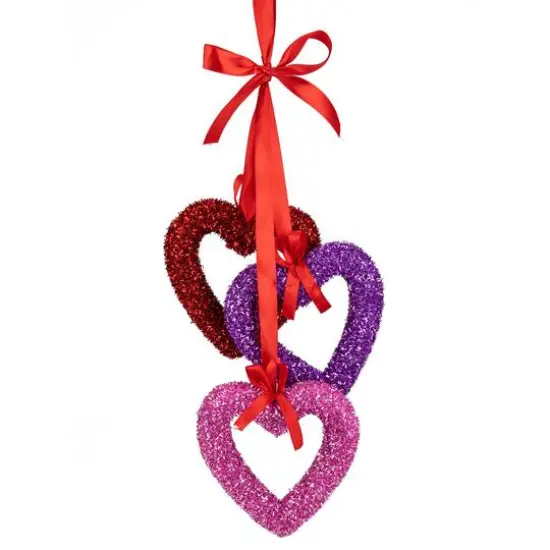 23" Glittery Hearts Trio Valentine's Day Ornament {1}