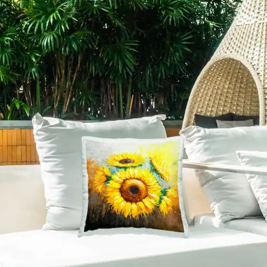 Stupell Industries Vivid Yellow Sunflower Arrangement Outdoor Printed Pillow {3}