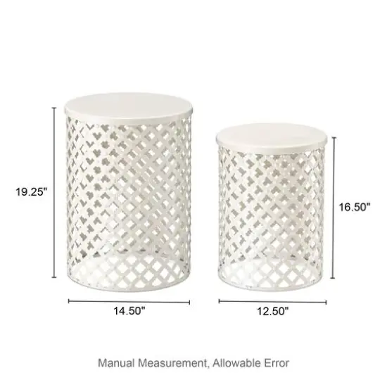 Glitzhome&reg; Multi-Functional Metal White Garden Stool Set {9}