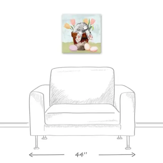 Bunny in Pot 16" x 16" Canvas Wall Art {6}