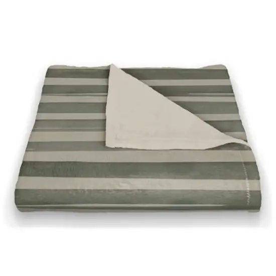 Watercolor Stripes Coral Fleece Blanket Green {3}