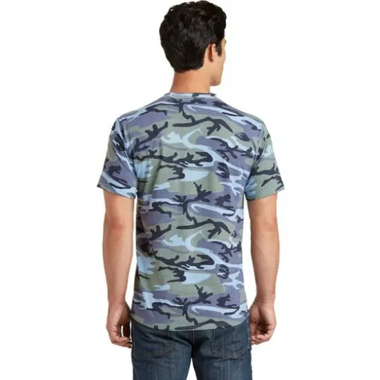 Port & Company® Men's Core Cotton Camo T-Shirt Woodland Blue Camo {6}