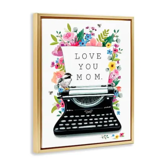 Stupell Industries Love You Mom Typewriter Floater Framed Art Gold {4}