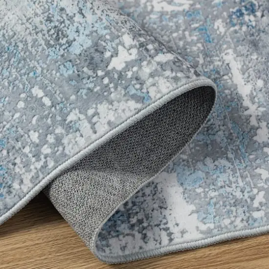 Glitzhome&reg; 5ft. x 8ft. Blue, Ivory & Tan Abstract Area Rug {5}