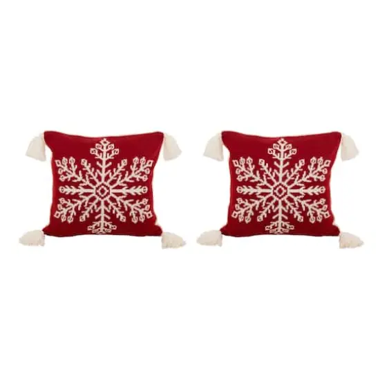 Glitzhome&reg; Knitted Snowflake Red Pillow Covers, 2ct. {1}