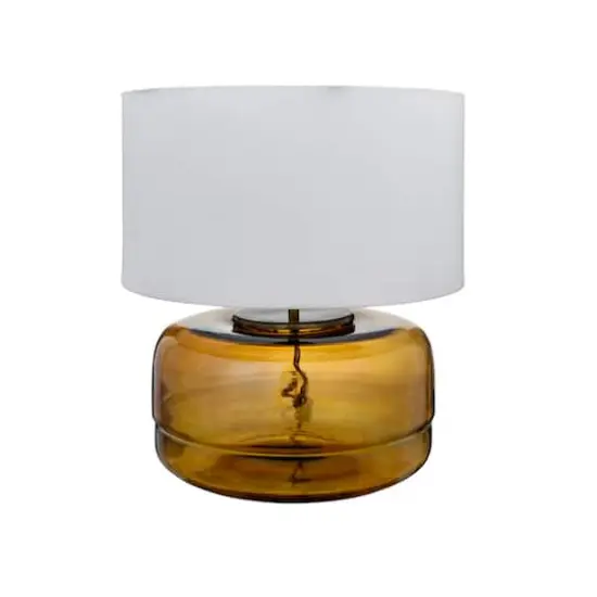 Hello Honey® 16" Amber Glass Table Lamp with White Cotton Shade {5}