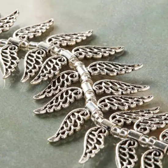 Silver Metal Large Wing Beads, 42mm by Bead Landing&trade; {3}