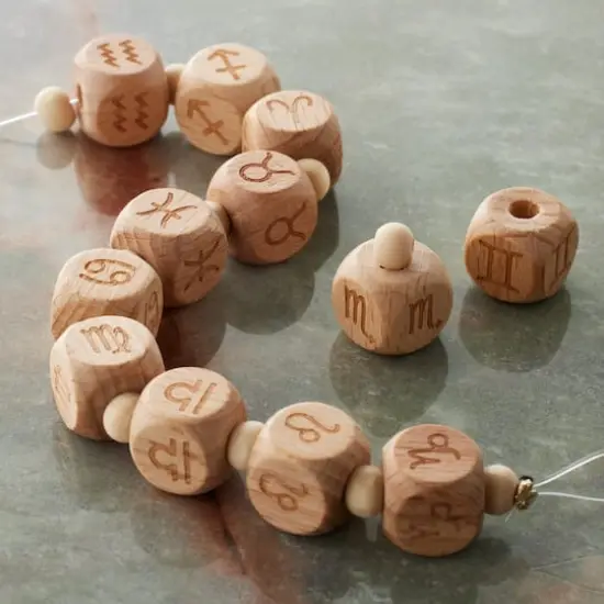 Natural Zodiac Wood Cube Beads, 11mm by Bead Landing&trade; {3}
