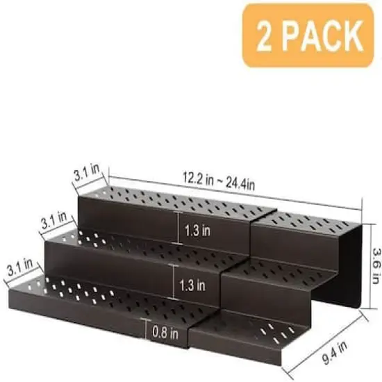 NEX&trade; Brown Adjustable 3-Tier Kitchen Storage Racks, 2ct. {3}