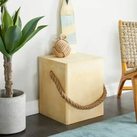 Yellow Contemporary Outdoor Accent Table, 15" x 15" x 18" {7}