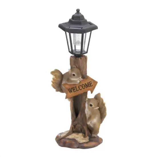 10" Friendly Squirrels Solar Figurine {1}