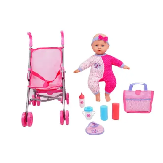 Gi-Go 14" Baby Doll With Stroller Set {1}