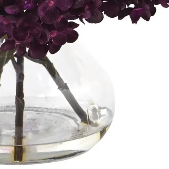 8.5" Purple Hydrangea Arrangement in Glass Vase {4}