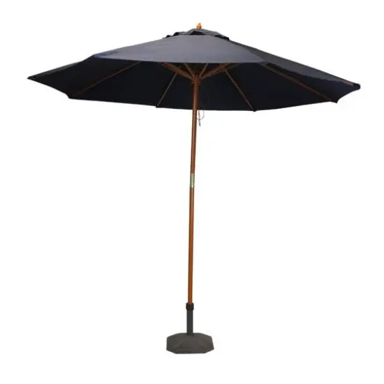 9ft. Navy Blue & Cherry Wood Outdoor Patio Market Umbrella {1}
