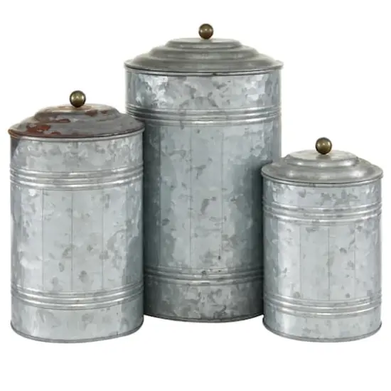 Gray Farmhouse Decorative Metal Cannister Set {1}