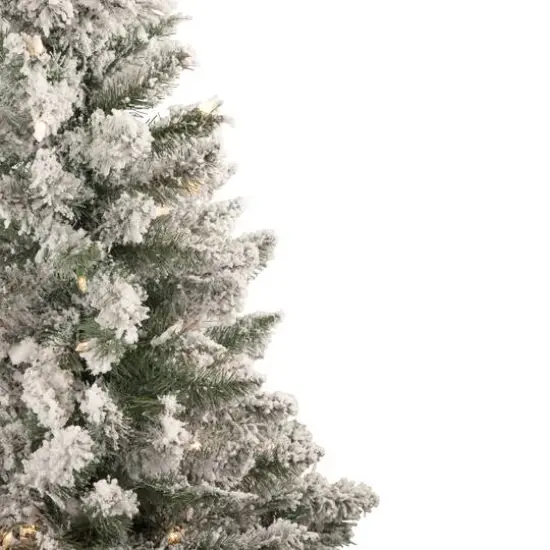 4ft. Pre-Lit Flocked Pine Slim Artificial Christmas Tree, Clear Lights {3}