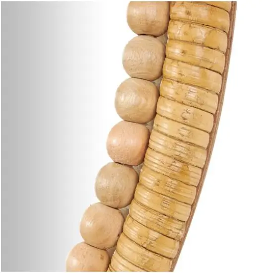 24" Brown Bamboo Wrapped Wall Mirror with Beaded Frame D&eacute;cor {4}