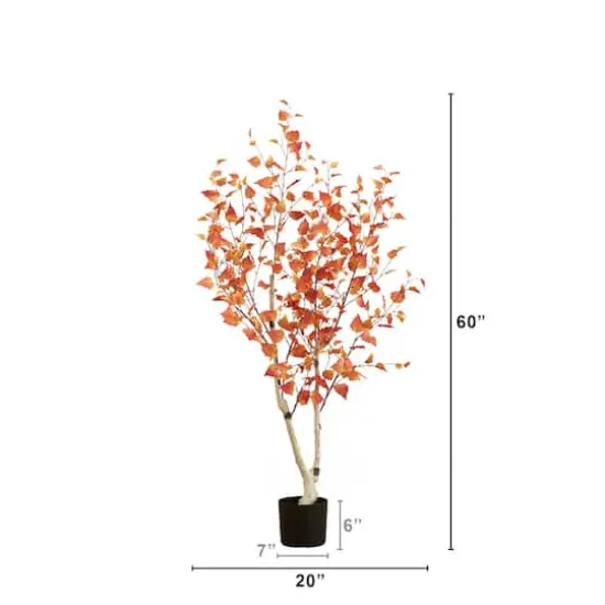 5ft. Autumn Birch Artificial Fall Tree {3}