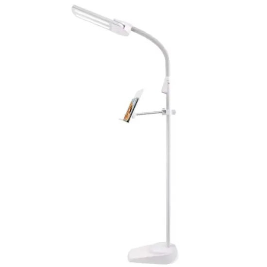 OttLite&nbsp;White Dual Shade LED Floor Lamp with USB Charging Station {4}