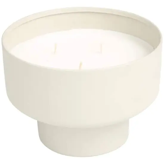White Wax White Sage Scented Candle with Elevated Matte Light Gray Container {3}