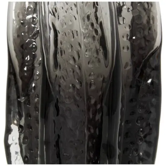 12" Black Ombre Wavy Abstract Glass Vase {3}