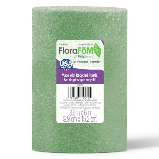 FloraCraft&reg; FloraFōM 4" x 6" Green Foam Cylinder {1}