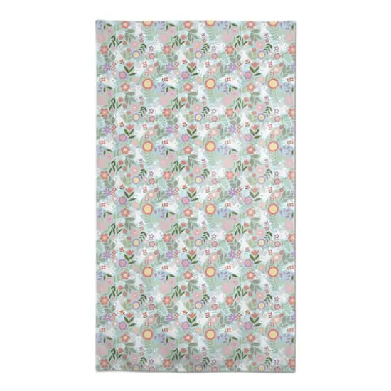 Pastel Bunny Floral Pattern 58" x 102" Tablecloth {1}