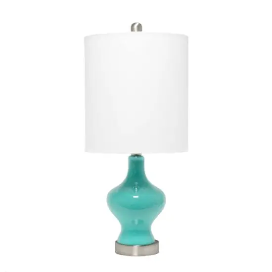 Lalia Home 22.5" Paseo Table Lamp with White Fabric Shade Teal and Linen White {1}