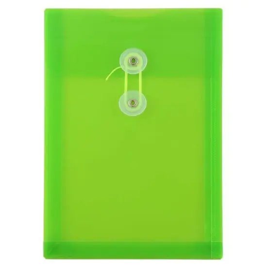 JAM Paper 6.25" x 9.25" Lime Green Plastic Button String Open End Envelopes, 120ct. {1}