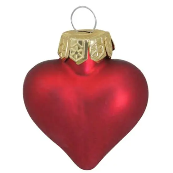 Whitehurst 56ct. 2" Matte Red Glass Heart Ornaments {1}