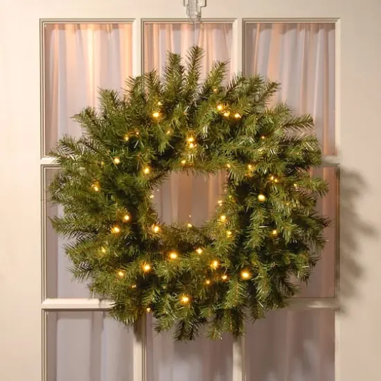 24" Norwood Fir Wreath With Warm White LED Lights {3}